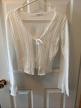 White Tie-Front Knit Cardigan